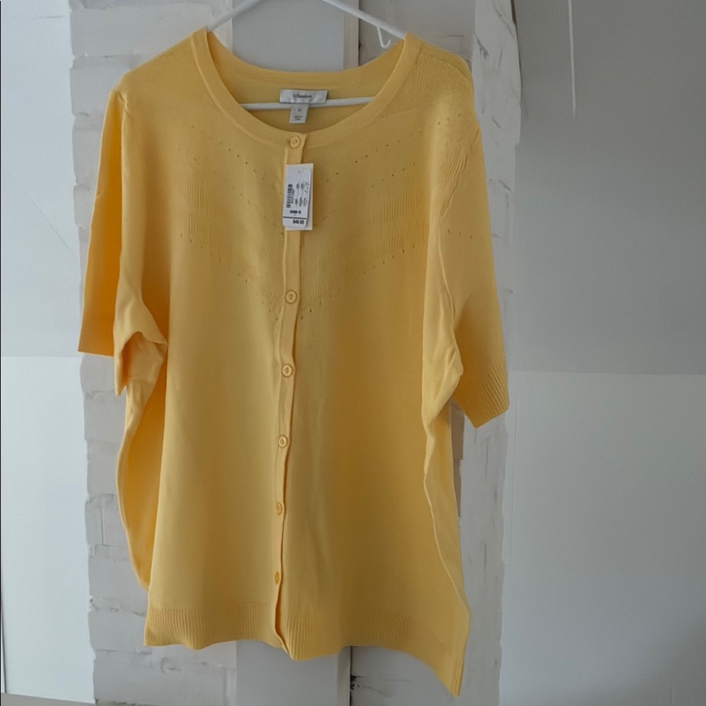 NWT CJ Banks Yellow Button Down Sweater